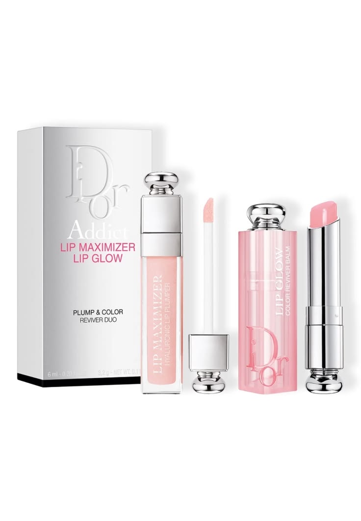 Dior Addict Lip Glow Lip Balm Lip Kit - 004 Coral +001 Pink