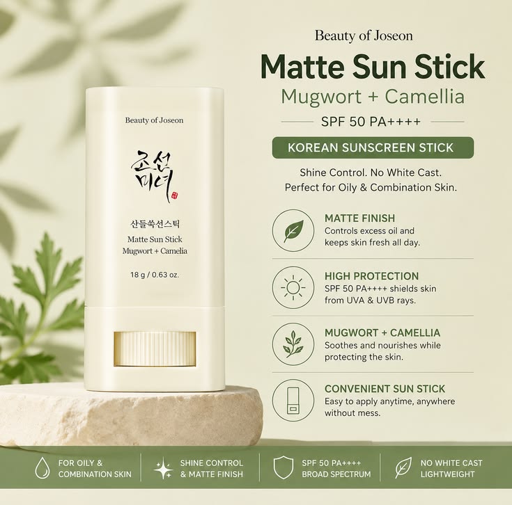 Beauty of Joseon Matte Sun Stick Mugwort + Camellia SPF50+ PA++++